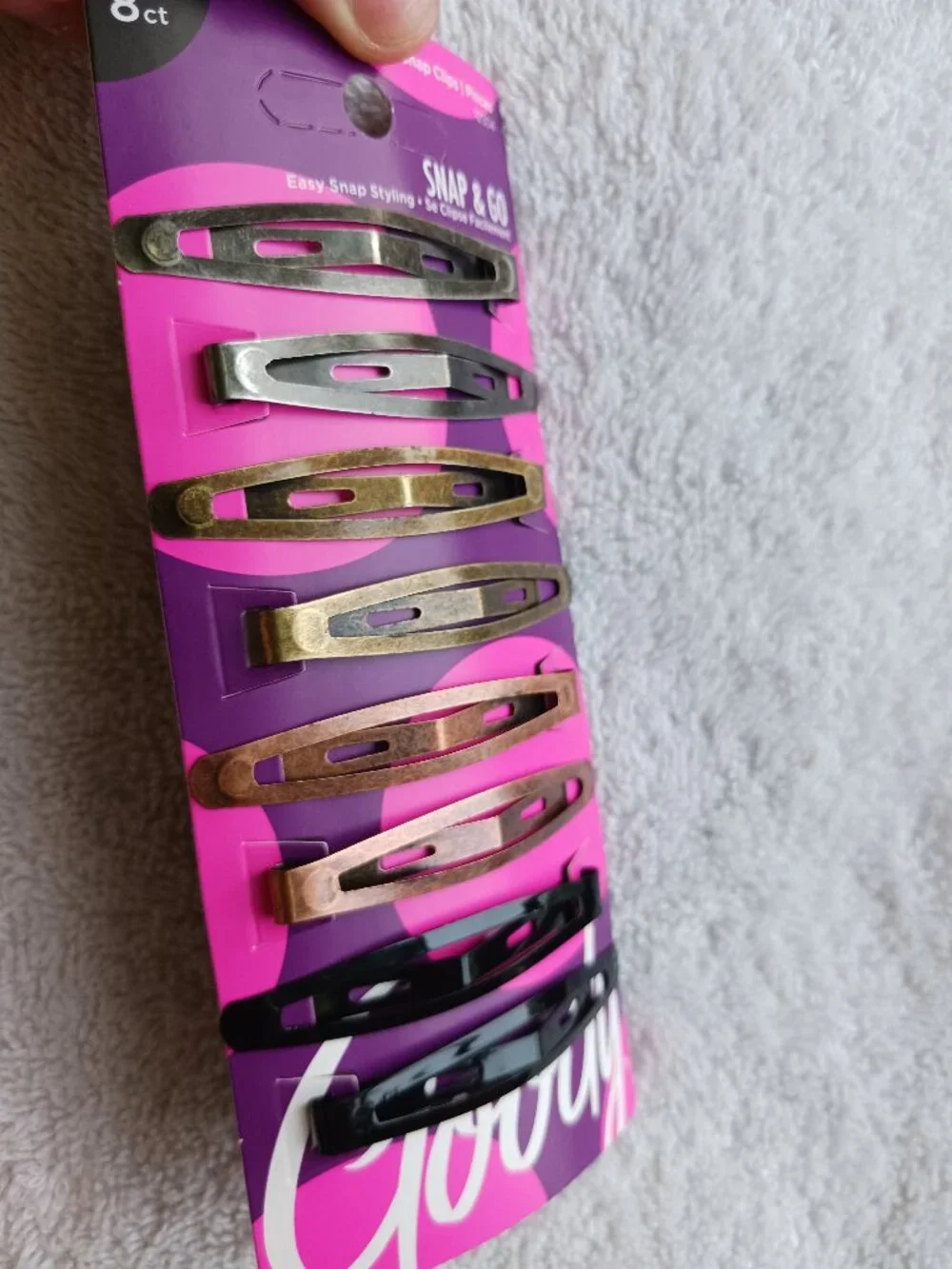 8 Goody Metal Hair Contour Snap Clips Brushed Metallic Painted Black Breanna 2+